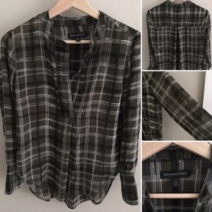 Banana Republic sheer plaid blouse